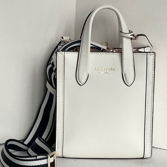 Kate Spade Manhattan Mini Tote Crossbody White Leather Shoulder Bag - Picture 4 of 14